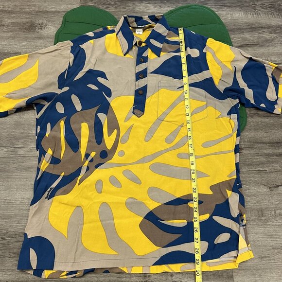 Manuhealii Hawaii Mens Medium Monstera Short Sleeve Pullover Aloha Shirt - Picture 6 of 6